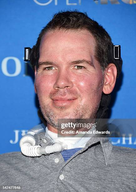 Former NFL player Steve Gleason arrives at the premiere of Amazon Studios' "Gleason" at the Regal LA Live Stadium 14 on July 14, 2016 in Los Angeles,...