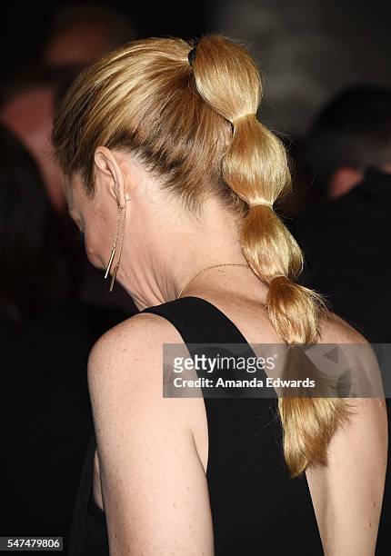 Actress Charlottw Ross, hair detail, arrives at the premiere of Amazon Studios' "Gleason" at the Regal LA Live Stadium 14 on July 14, 2016 in Los...
