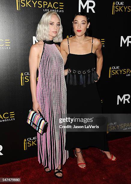 Violinist Margot and DJ Mia Moretti of The Dolls attend the launch of OUE Skyspace LA at U.S. Bank Tower on July 14, 2016 in Los Angeles, California.