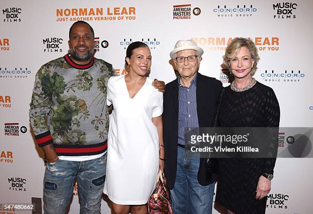 Writer Kenya Barris, Dr. Rainbow Edwards-Barris, activist and philanthropist Lyn Lear and TV Producer Norman Lear attend the Los Angeles Premiere of...