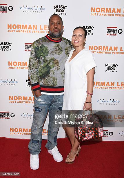 Writer Kenya Barris and Dr. Rainbow Edwards-Barris attend the Los Angeles Premiere of NORMAN LEAR: JUST ANOTHER VERSION OF YOU on July 14, 2016 in...