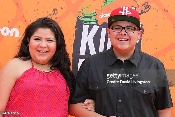 Actors Raini Rodriguez and Rico Rodriguez arrive at the Nickelodeon Kids' Choice Sports Awards 2016 at the UCLA's Pauley Pavilion on July 14, 2016 in...