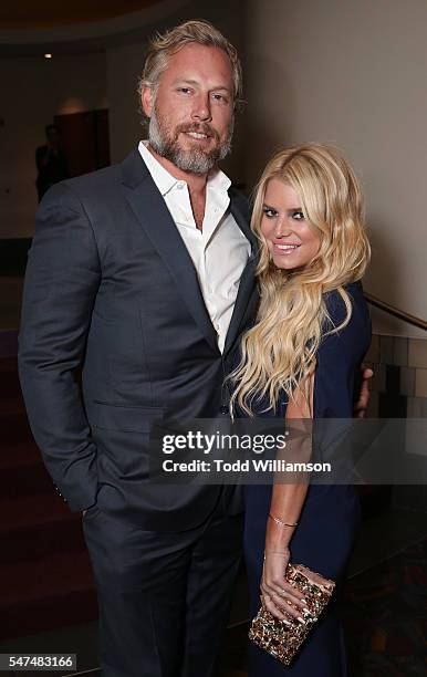 Eric Johnson and Jessica Simpson attend the "Gleason" Los Angeles Premiere at Regal Cinemas L.A. Live on July 14, 2016 in Los Angeles, California.