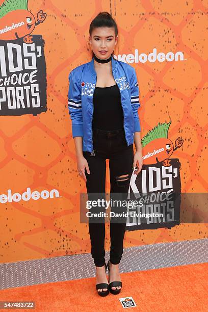 Actress Erika Tham arrives at the Nickelodeon Kids' Choice Sports Awards 2016 at the UCLA's Pauley Pavilion on July 14, 2016 in Westwood, California.