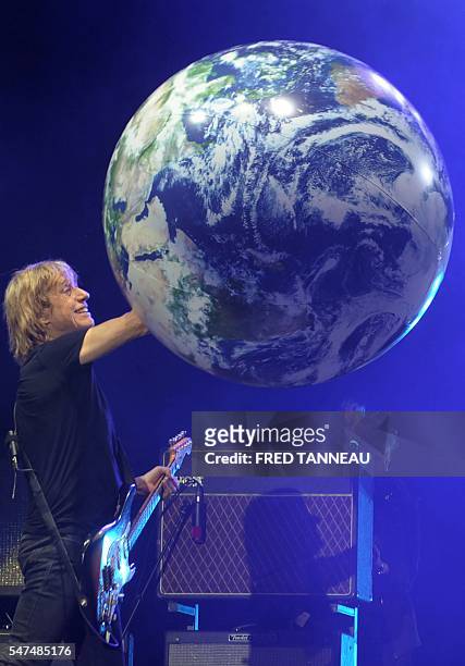 Les Insus' guitarist Jean-Louis Aubert performs on July 14, 2016 in Carhaix-Plouguer, western of France during the first day of the 25th edition of...