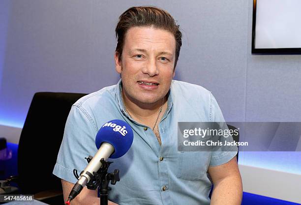 Celebrity Chef Jamie Oliver visits Magic Radio on July 15, 2016 in London, England.