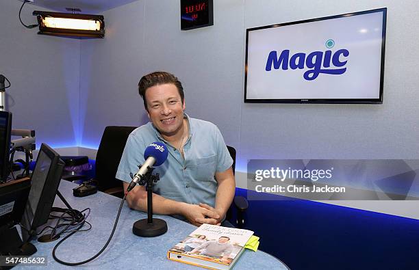 Celebrity Chef Jamie Oliver visits Magic Radio on July 15, 2016 in London, England.