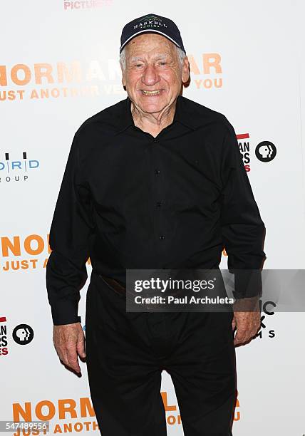 Actor / Producer Mel Brooks attends the premiere "Norman Lear: Just Another Version Of You" at The WGA Theater on July 14, 2016 in Beverly Hills,...