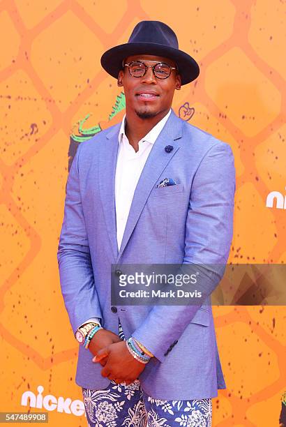 American Football Quarterback Cam Newton attends the Nickelodeon Kids' Choice Sports Awards at UCLA's Pauley Pavilion on July 14, 2016 in Westwood,...