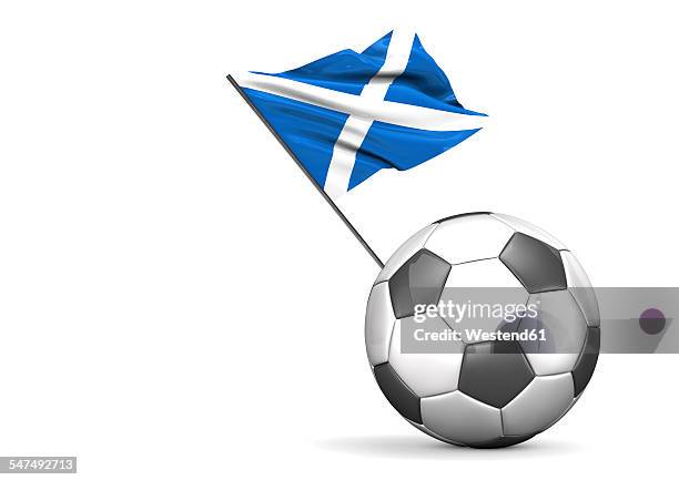 football with flag of scottland, 3d rendering - joe allen welsh soccer player stock illustrations