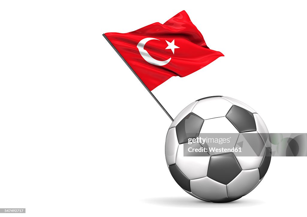 Football with flag of Turkey, 3D Rendering