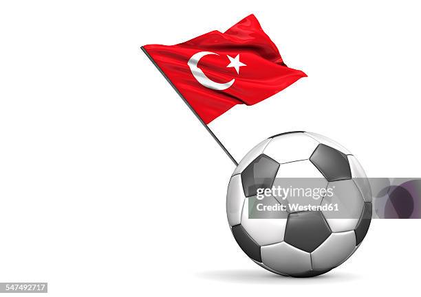 ilustraciones, imágenes clip art, dibujos animados e iconos de stock de football with flag of turkey, 3d rendering - bandera turca