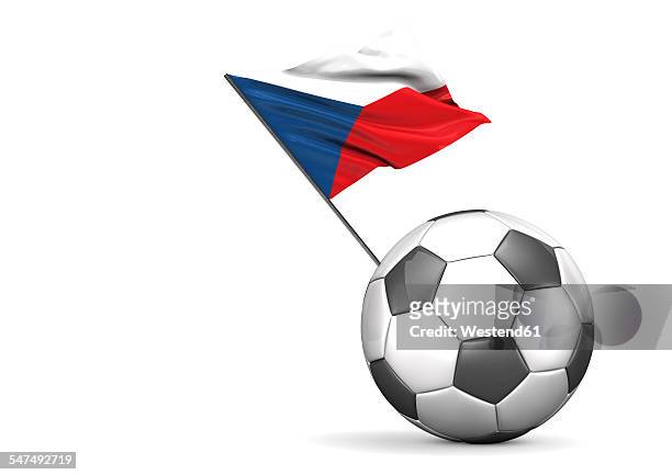 bildbanksillustrationer, clip art samt tecknat material och ikoner med football with flag of czech republik, 3d rendering - czech republic