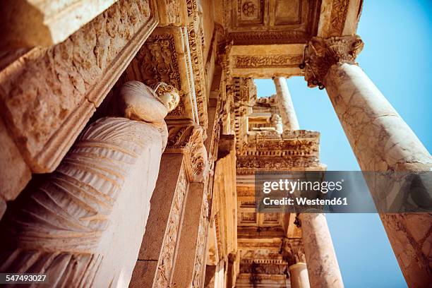 turkey, ephesus, library of celsus - ephesus stock pictures, royalty-free photos & images