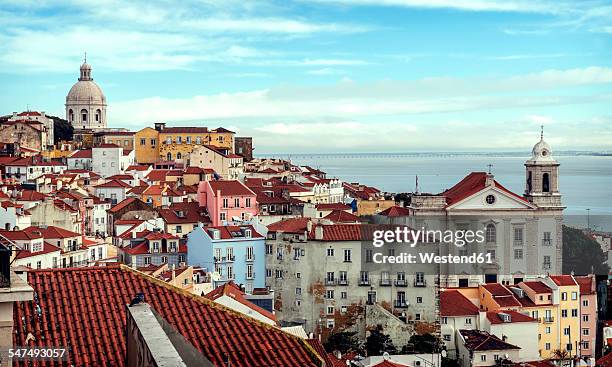 portugal, lisbon, view of alfama neighborhood - lissabon stockfoto's en -beelden