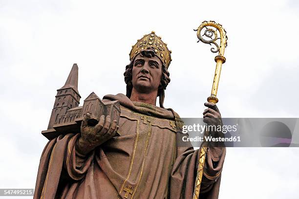 germany, hamburg, statue of archbishop ansgar - bishop clergy stock pictures, royalty-free photos & images