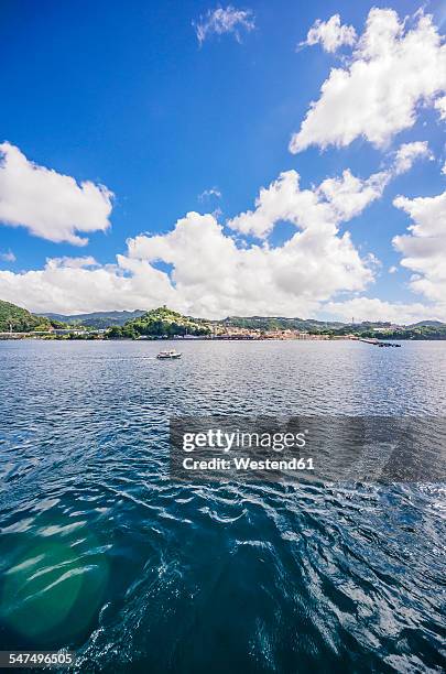 antilles, lesser antilles, grenada, view to st. george's from sailing ship - st george's stock pictures, royalty-free photos & images