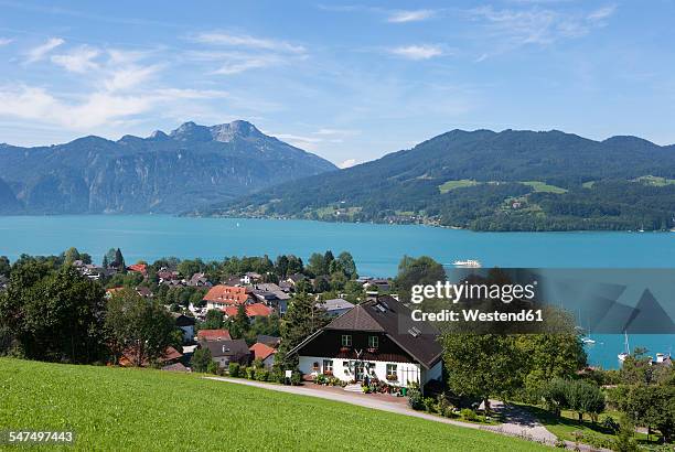 austria, seefeld, with lake attersee and schafberg - seefeld photos et images de collection