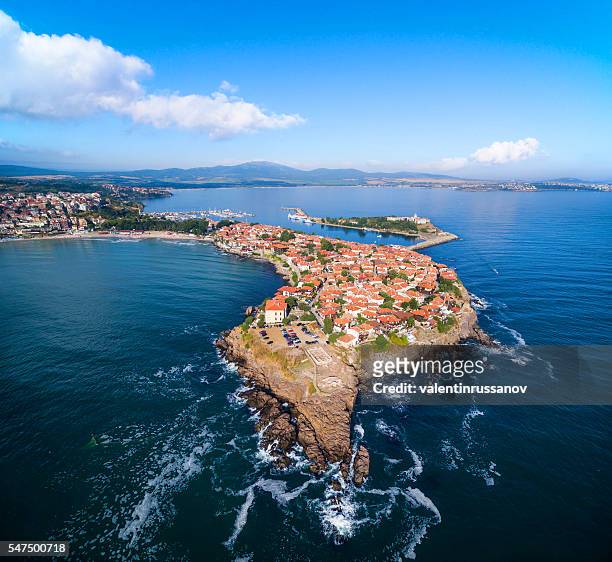 aerial view of  sozopol, bulgaria - bulgaria stock pictures, royalty-free photos & images