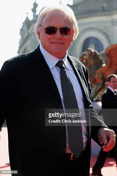 Actor Sir Anthony Hopkins arrives for the premiere of the film 'Proof' at the Palazzo del Cinema on the sixth day of the 62nd Venice Film Festival on...