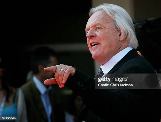 Actor Sir Anthony Hopkins arrives for the premiere of the film 'Proof' at the Palazzo del Cinema on the sixth day of the 62nd Venice Film Festival on...