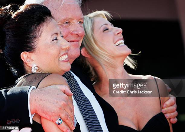 Actor Sir Anthony Hopkins arrives with his wife Stella Arroyave and actress Lisa Pepper at the premiere for the film 'Proof' at the Palazzo del...