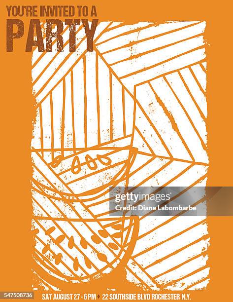 handgemachte linolschnitt block print-karte - linolschnitt stock-grafiken, -clipart, -cartoons und -symbole