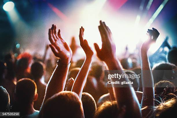 gens sur le concert événement. - standing ovation photos et images de collection