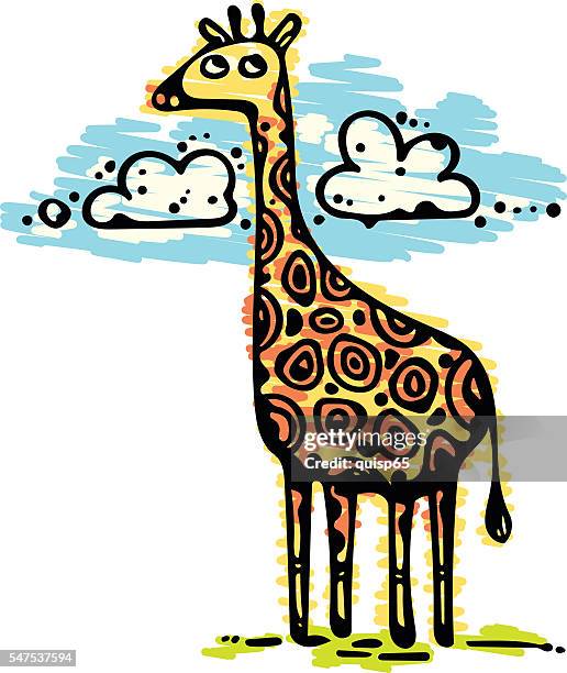 giraffe - giraffe head in clouds stock illustrations