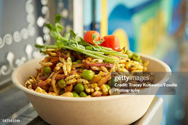 south east asian chickpea salad - east vancouver stock pictures, royalty-free photos & images