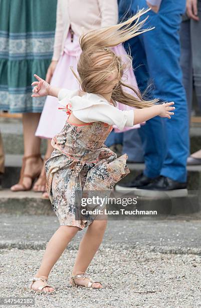 Princess Josephine of Denmark plays during the annual summer photo call for The Danish Royal Family at Grasten Castle on July 25, 2015 in Grasten,...