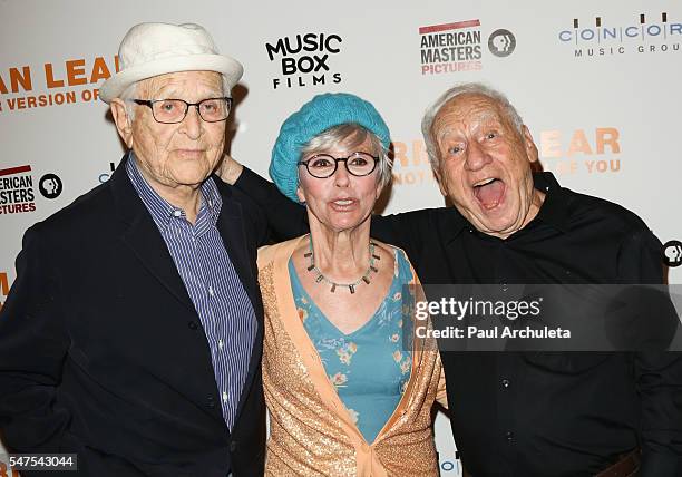 Producer Norman Lear, Actress Rita Moreno and Producer Mel Brooks attends and Mel Brooks the premiere of "Norman Lear: Just Another Version Of You"...