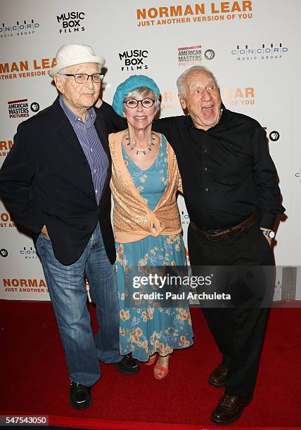 Producer Norman Lear, Actress Rita Moreno and Producer Mel Brooks attends and Mel Brooks the premiere of "Norman Lear: Just Another Version Of You"...