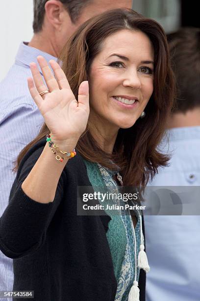 Crown Princess Mary of Denmark, attends the annual summer photo call for The Danish Royal Family at Grasten Castle, on July 15, 2016 in Grasten,...