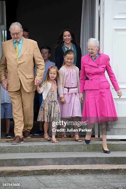 Queen Margrethe, and Prince Henrik of Denmark, with Crown Princess Mary of Denmark,and Princess Isabella, and Princess Josephine, of Denmark, attend...