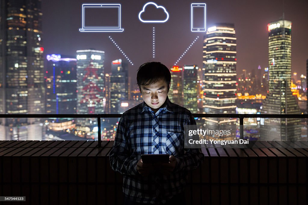 Man Using a Digital Tablet