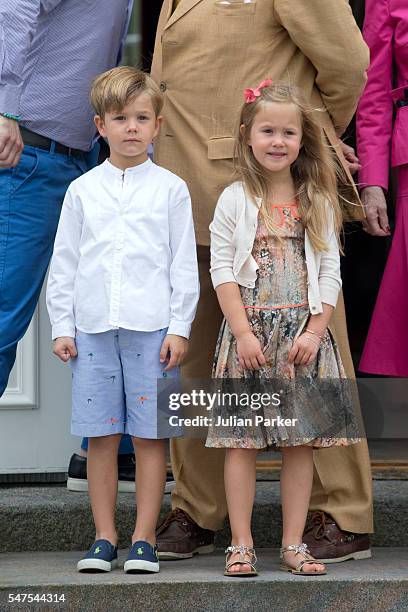 Princess Josephine, and Prince Vincent of Denmark, attend the annual summer photo call for The Danish Royal Family at Grasten Castle, on July 15,...