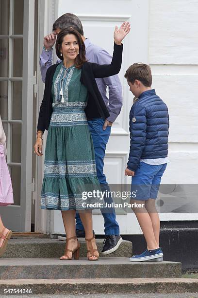Crown Princess Mary of Denmark, attends the annual summer photo call for The Danish Royal Family at Grasten Castle, on July 15, 2016 in Grasten,...