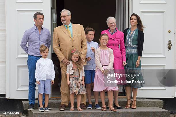 Queen Margrethe, and Prince Henrik of Denmark, with Crown Prince Frederik, and Crown Princess Mary of Denmark, and Prince Christian, Princess...