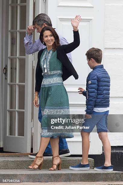 Crown Princess Mary of Denmark, attends the annual summer photo call for The Danish Royal Family at Grasten Castle, on July 15, 2016 in Grasten,...