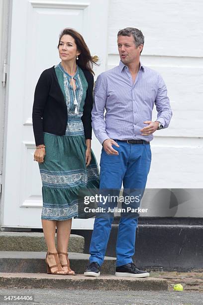 Crown Prince Frederik, and Crown Princess Mary of Denmark, attend the annual summer photo call for The Danish Royal Family at Grasten Castle, on July...