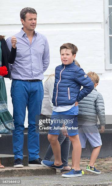 Crown Prince Frederik of Denmark, and Prince Christian of Denmark, attend the annual summer photo call for The Danish Royal Family at Grasten Castle,...