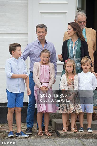 Prince Henrik of Denmark, with Crown Prince Frederik, and Crown Princess Mary of Denmark, and Prince Christian, Princess Isabella, Princess...