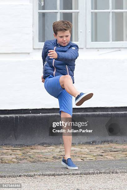 Prince Christian of Denmark, attends the annual summer photo call for The Danish Royal Family at Grasten Castle, on July 15, 2016 in Grasten, Denmark.