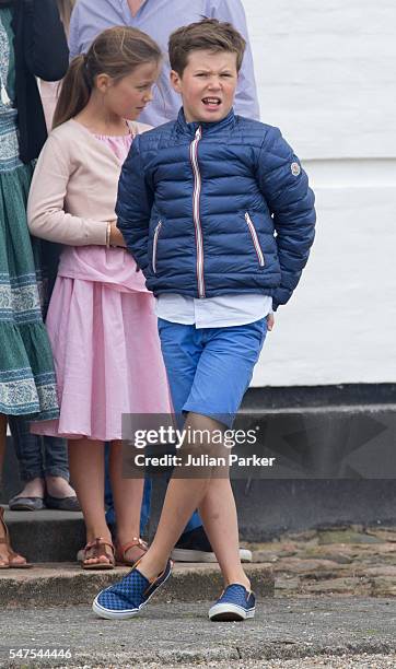 Prince Christian and Princess Isabella of Denmark attend the annual summer photo call for The Danish Royal Family at Grasten Castle, on July 15, 2016...