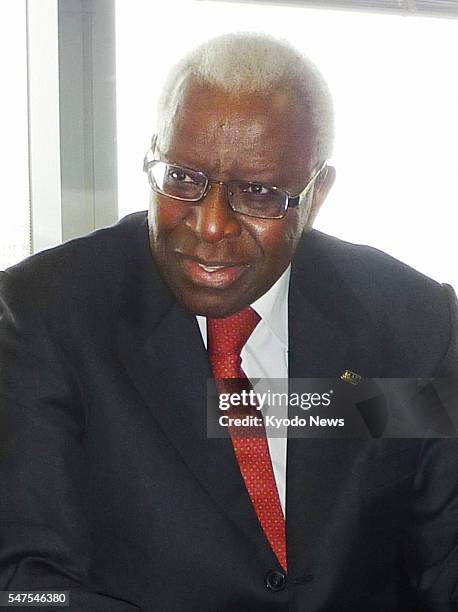 Japan - Lamine Diack, president of the International Association of Athletics Federations, speaks during an interview in Japan on March 14, 2011....