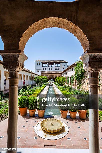court of la acequia generalife - generalife gardens stock pictures, royalty-free photos & images