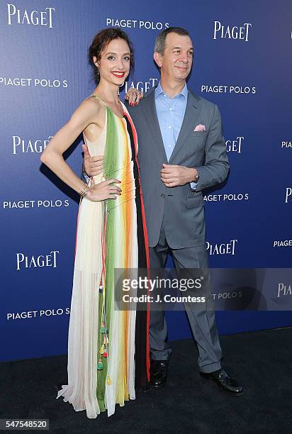 Dorothee Gilbert and CEO of Piaget Philippe Lopold-Metzger attend the Piaget New Timepiece Launch at the Duggal Greenhouse on July 14, 2016 in New...