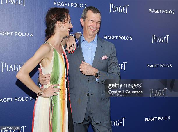 Dorothee Gilbert and CEO of Piaget Philippe Lopold-Metzger attend the Piaget New Timepiece Launch at the Duggal Greenhouse on July 14, 2016 in New...