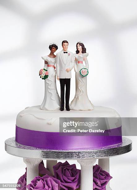 bigamy wedding cake - polygamie stock-fotos und bilder